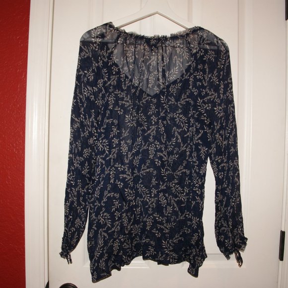 LUCKY BRAND 'Tossed Flower' Print Peasant Top sz L - Picture 6 of 13